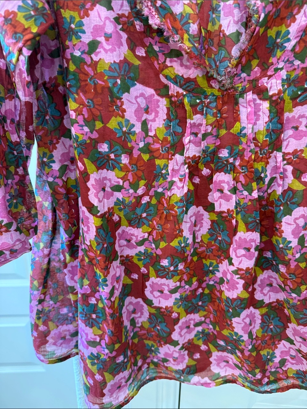 NATURAL LIFE Pink Floral V-Neck Boho Top - Picture 4 of 7
